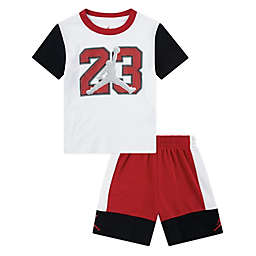 Jordan® Box Out 23 Logo T-Shirt and Short Set in White/Black/Red