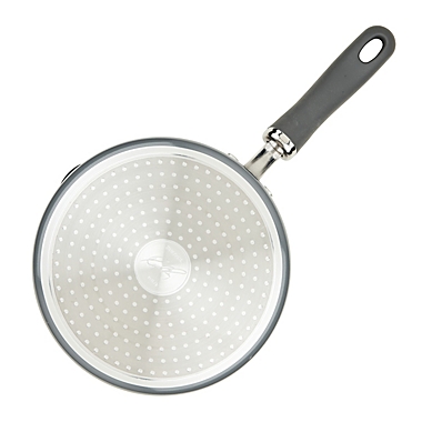 Rachael Ray&trade; Create Delicious Nonstick 3 qt. Aluminum Saucepan with Straining Lid in Grey. View a larger version of this product image.
