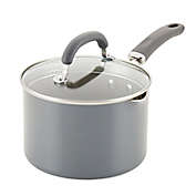 Rachael Ray&trade; Create Delicious Nonstick 3 qt. Aluminum Saucepan with Straining Lid in Grey