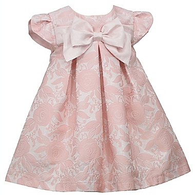 Bonnie Baby&reg; Size 12M 2-Piece Align Bow Dress and Diaper Cover Set in Pink. View a larger version of this product image.