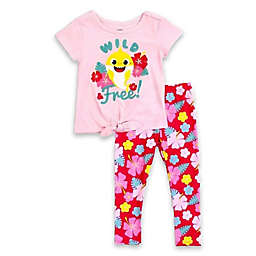 Baby Shark 2-Piece Wild and Free Shirt and Legging Set in Pink