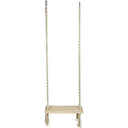 Northlight Natural Rope Wooden Hanging Swing Chair in Ivory