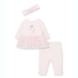 Little Me™ 3-Piece Ballerina Tutu Top, Legging, and Headband Set in Pink