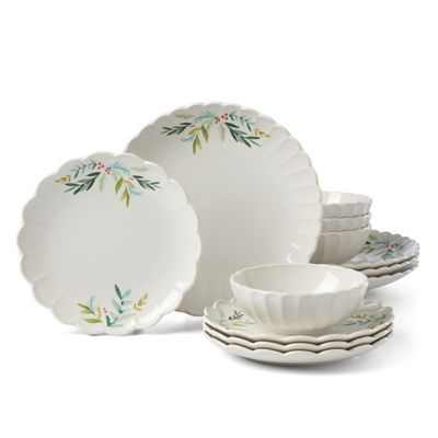 Lenox&reg; French Perle Scallop Holiday 12-Piece Dinnerware Set in White