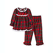 Little Me&reg; 2-Piece Plaid Christmas Pajama Top and Pant Set in Red