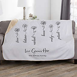 Garden Of Love Personalized 50-Inch x 60-Inch Plush Sherpa Blanket
