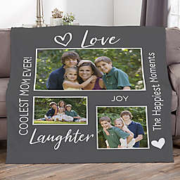Photo Collage For Her Personalized Plush Fleece Photo Blanket
