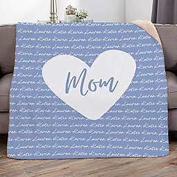Family Heart Personalized 50-Inch x 60-Inch Sherpa Blanket