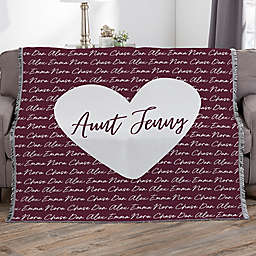 Family Heart Personalized 50-Inch x 60-Inch Woven Throw