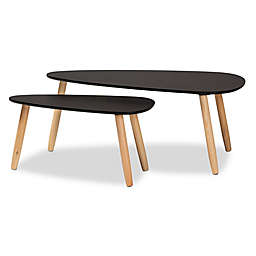 Baxton Studio Serafina 2-Piece Coffee Table Set in Black/Brown