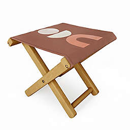 Deny Designs Geometrics in Terra and Pink Portable Folding Stool in Beige