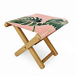 Deny Designs Monstera Portable Folding Stool in Pink