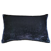 The Threadery&trade; Silk Velvet and Belgium Linen 21-Inch Lumbar Pillow in Navy Blazer