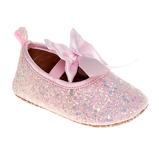 Baby Girls Pram Boots Booties Pink Glittering Soft Fleece Linning Ribbon Bow 