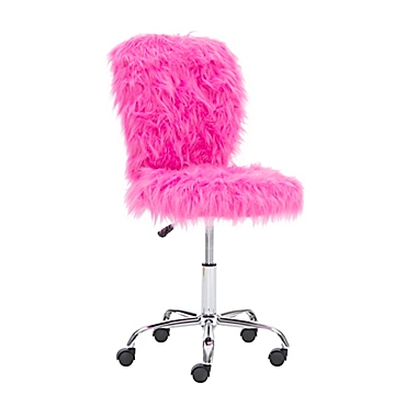Faux Flokati Armless Office Chair in Pink. View a larger version of this product image.