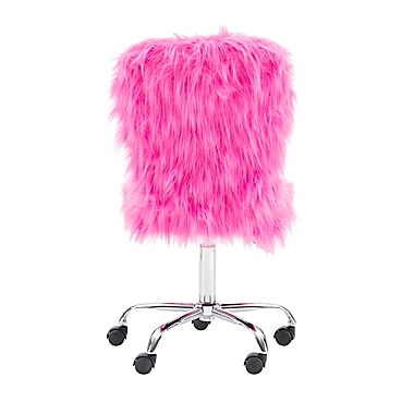 Faux Flokati Armless Office Chair in Pink. View a larger version of this product image.