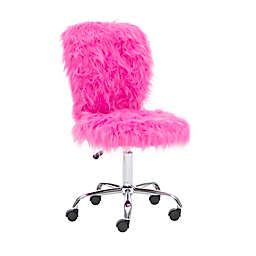 Faux Flokati Armless Office Chair in Pink