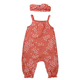 Sterling Baby Size 24M 2-Piece Flower Romper and Headband Set in Coral