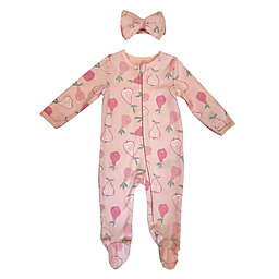 Sterling Baby 2-Piece Pear Footie and Headband Set in Pink