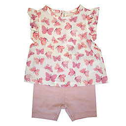 Sterling Baby Size 6M 2-Piece Butterfly Shirt and Bike Short Set in Pink