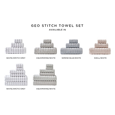 Vera Wang&reg; Geo Stitch Quick Dry 3-Piece Towel Set in Dry/Aqua. View a larger version of this product image.