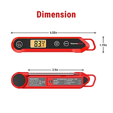 Thermopro&reg; Small Cooking Thermometer in Red. View a larger version of this product image.