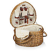 Picnic Time&reg; Heart Picnic Basket with Service for 2 in White