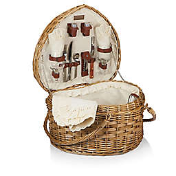 Picnic Time® Heart Picnic Basket with Service for 2 in White