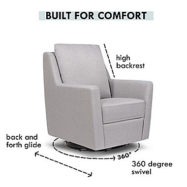 DaVinci Nova Pillowback Swivel Glider in Misty Grey. View a larger version of this product image.