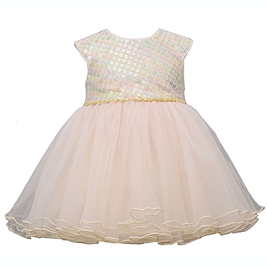 Bonnie Baby Size 0-3M 2-Piece Sequin Ballerina Dress and Panty Set in Ivory. View a larger version of this product image.
