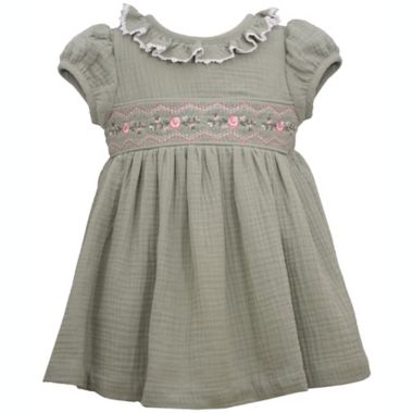 Bonnie Baby&reg; Size 2T Smocked Dress in Sage. View a larger version of this product image.