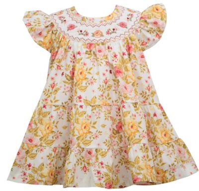Bonnie Baby Size 18M 2-Piece Tiered Floral Dress and Panty Set in Yellow