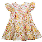 Bonnie Baby Size 0-3M 2-Piece Tiered Floral Dress and Panty Set in Yellow