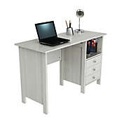 HomeRoots 3-Drawer Wood Computer Desk in White