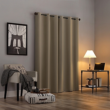 Sun Zero&reg; Cyrus 84-Inch Back Tab 100% Blackout Window Curtain Panel in Stone (Single). View a larger version of this product image.