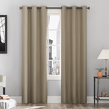 Sun Zero&reg; Cyrus 84-Inch Back Tab 100% Blackout Window Curtain Panel in Stone (Single). View a larger version of this product image.