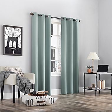 Sun Zero&reg; Cyrus 96-Inch Back Tab 100% Blackout Window Curtain Panel in Mineral (Single). View a larger version of this product image.