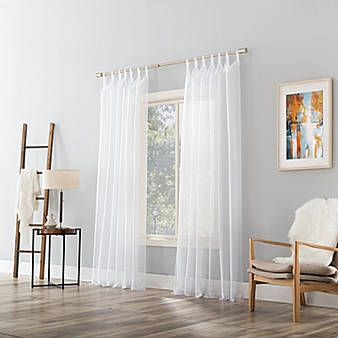 No.918&reg; Emily Voile 84-Inch Rod Pocket Sheer Tab Top Curtain Panel in White (Single). View a larger version of this product image.