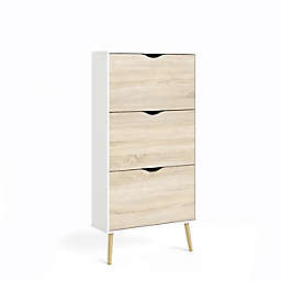 Tvilum Diana 3-Drawer Shoe Cabinet in White/Oak
