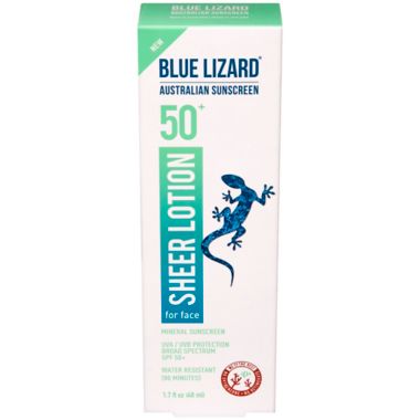 Blue Lizard&reg; Australian Sunscreen 1.7 oz. Sheer Mineral Sunscreen Lotion for Face SPF 50+. View a larger version of this product image.