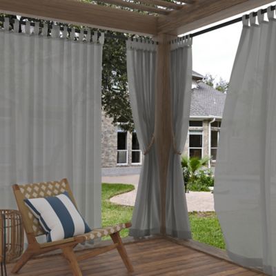 No. 918&reg; Amina Open Weave Indoor/Outdoor Sheer 96-Inch Tab Top Curtain Panel in Grey (Single)