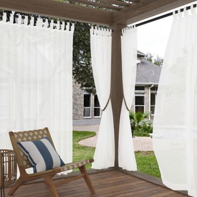 No. 918&reg; Amina Open Weave Indoor/Outdoor Sheer 96-Inch Tab Top Curtain Panel in White (Single)