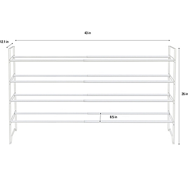 Simply Essential&trade; 4-Tier Expandable Metal Shoe Rack in Bright White. View a larger version of this product image.
