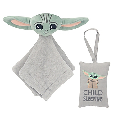 Lambs &amp; Ivy&reg; Star Wars Baby Yoda Lovey Plush Security Blanket &amp; Door Pillow Set. View a larger version of this product image.