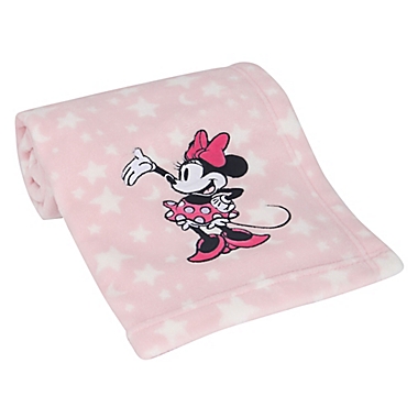 Lambs & Ivy&reg; Minnie Mouse Stars Baby Blanket in Pink. View a larger version of this product image.