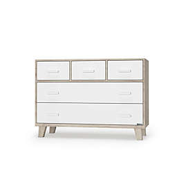 dadada® Boston 5-Drawer Double Dresser in White/Oak