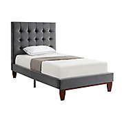 Inspired Home Sabina Twin Velvet Upholstered Platform Bed in Grey
