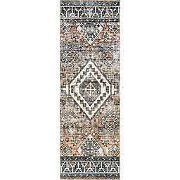 nuLOOM Bowie Machine Washable Tribal 2'6 x 8' Runner in Rust