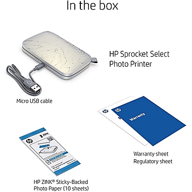 HP&reg; Sprocket Select Portable Instant Photo Printer in White. View a larger version of this product image.