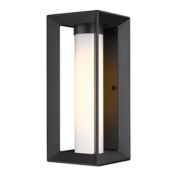 Golden Lighting Smyth Opal Glass Outdoor Wall Sconce in Black